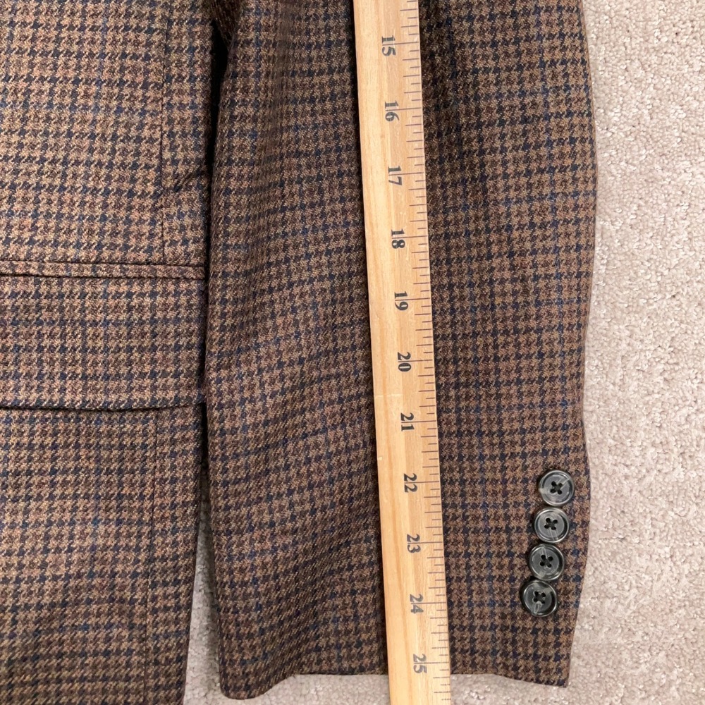 Chaps Mens 44R Brown Blue Houndstooth Lambswool Two Button Heritage Timeless - Picture 8 of 11